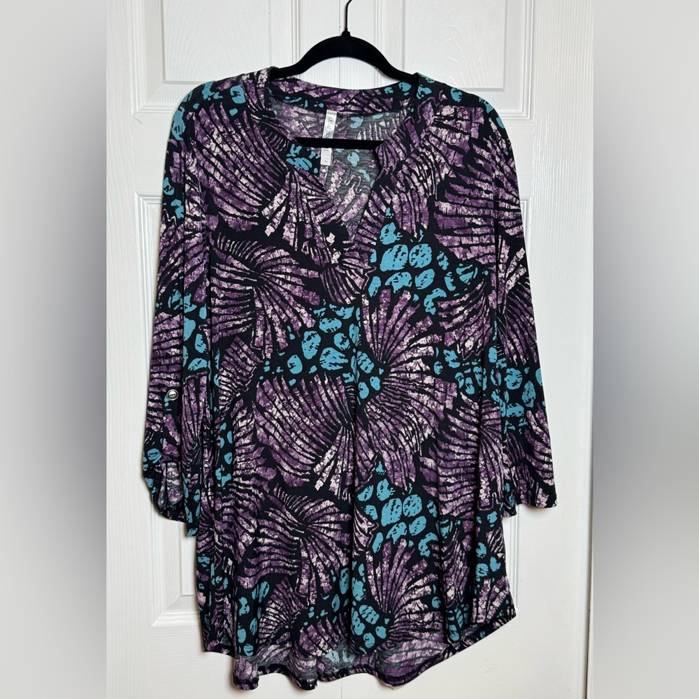 Dear Scarlett Vibrant Purple and Teal Blouse